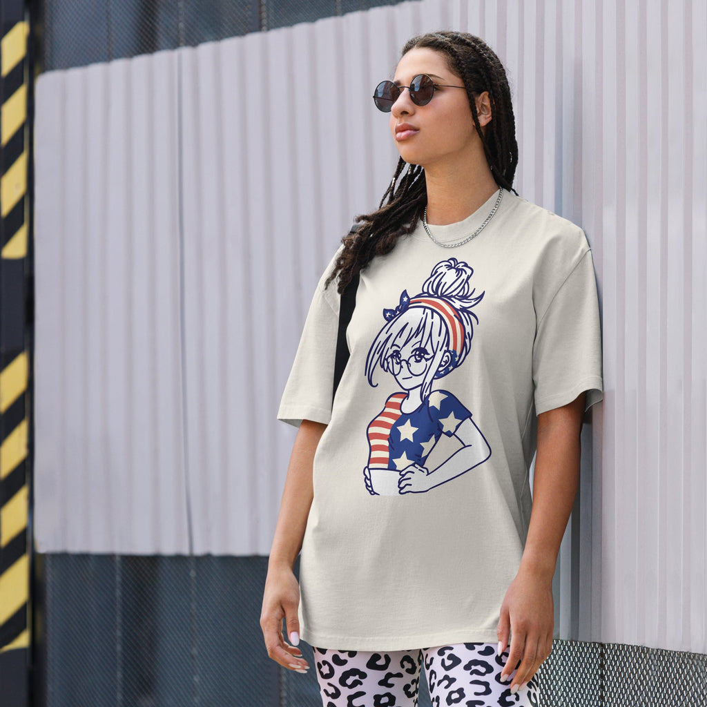 American Girl Oversized Tee – casual statement tee