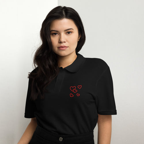 Classic Edge Piqué Polo – black front view